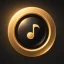 Melomi logo, a gold vinyl record with a music note
